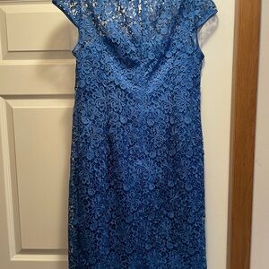Adrianna Papell Royal Blue Lace Midi Dress